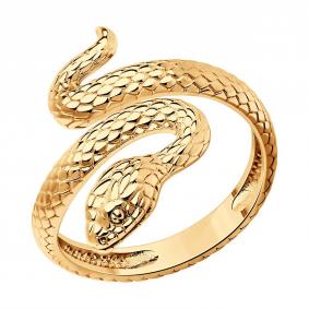 Кольцо из золоченого серебра Символ года Змея 93011151 93011151 фото