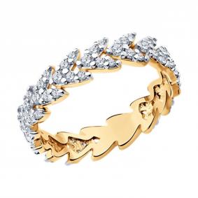 Кольцо из золочёного серебра SOKOLOV 93011155 с фианитом 93011155 фото