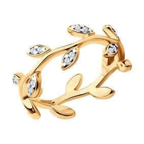 Кольцо из золочёного серебра SOKOLOV 93011158 с фианитом 93011158 фото