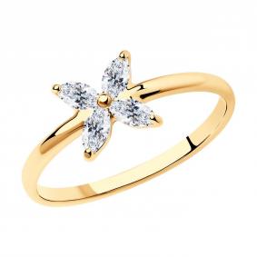 Кольцо из золочёного серебра SOKOLOV 93011160 с фианитом 93011160 фото