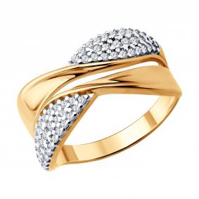 Кольцо из золочёного серебра SOKOLOV 93011183 с фианитом 93011183 фото