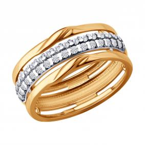 Кольцо из золочёного серебра SOKOLOV 93011186 с фианитом 93011186 фото