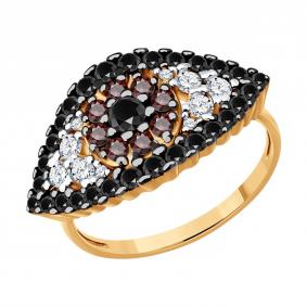 Кольцо из золочёного серебра SOKOLOV 93011187 с фианитом 93011187 фото