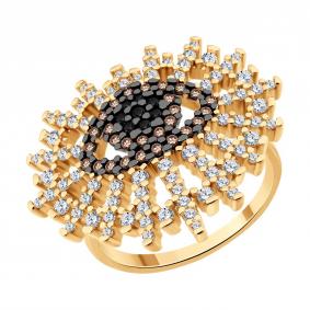 Кольцо из золочёного серебра SOKOLOV 93011188 с фианитом 93011188 фото