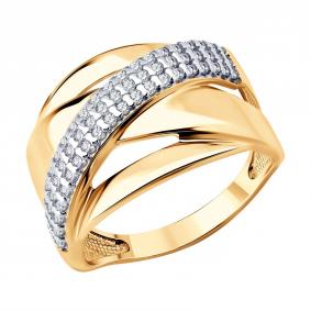 Кольцо из золочёного серебра SOKOLOV 93011192 с фианитом 93011192 фото