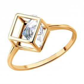 Кольцо из золочёного серебра SOKOLOV с подвижным фианитом 93011201 93011201 фото
