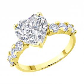 Кольцо из лимонного серебра SOKOLOV 93011207 с фианитом 93011207 фото