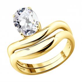 Золотое кольцо-трансформер SOKOLOV с фианитом 93011228 93011228 фото