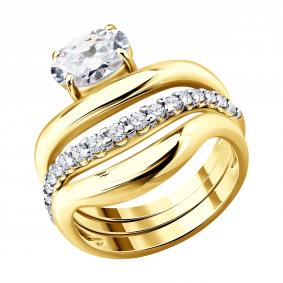 Кольцо из лимонного серебра SOKOLOV 93011229 с фианитом 93011229 фото