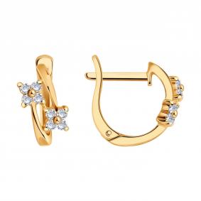 Серьги из золочёного серебра SOKOLOV 93020026 с фианитом 93020026 фото