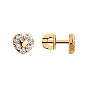 Серьги из золочёного серебра SOKOLOV 93020039 с фианитом 93020039 фото
