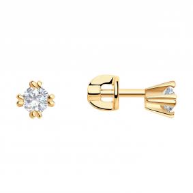 Серьги из золочёного серебра SOKOLOV 93020083 с фианитом 93020083 фото