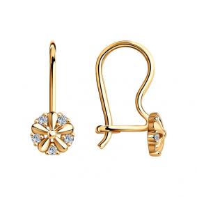 Серьги из золочёного серебра SOKOLOV 93020440 с фианитом 93020440 фото