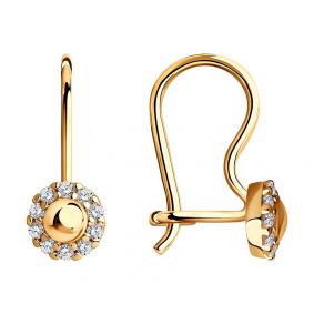 Серьги из золочёного серебра SOKOLOV 93020444 с фианитом 93020444 фото
