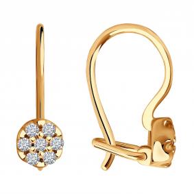 Серьги из золочёного серебра SOKOLOV 93020446 с фианитом 93020446 фото