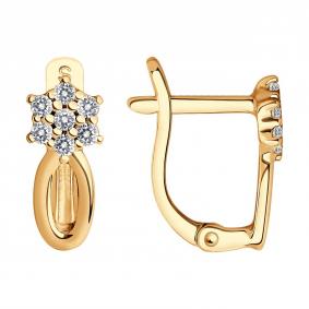Серьги из золочёного серебра SOKOLOV 93020482 с фианитом 93020482 фото