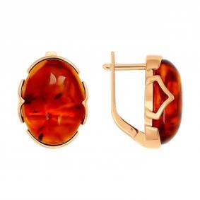 Серьги из золочёного серебра SOKOLOV 93020623-91 с янтарём 93020623-91 фото