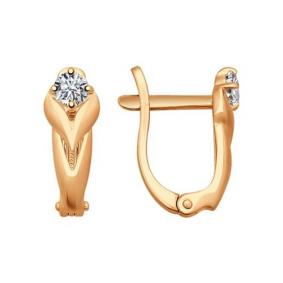 Серьги из золочёного серебра SOKOLOV 93020640 с фианитом 93020640 фото