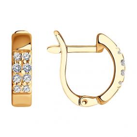Серьги из золочёного серебра SOKOLOV 93020646 с фианитом 93020646 фото