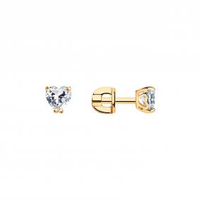 Серьги из золочёного серебра SOKOLOV 93020648 с фианитом 93020648 фото