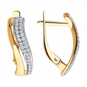 Серьги из золочёного серебра SOKOLOV 93020677 с фианитом 93020677 фото