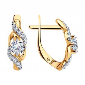 Серьги из золочёного серебра SOKOLOV 93020715-91 с фианитом 93020715-91 фото