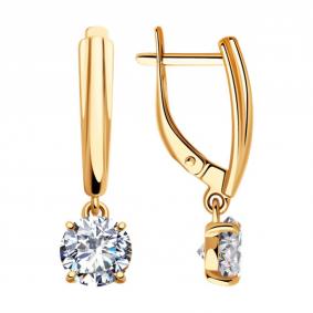 Серьги из золочёного серебра SOKOLOV 93020916-91 с фианитом 93020916-91 фото