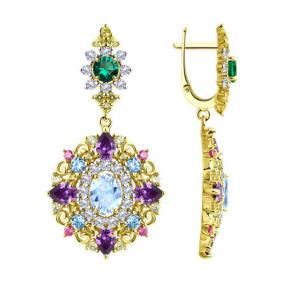 Серьги из лимонного серебра SOKOLOV 93020937-91 с фианитом 93020937-91 фото