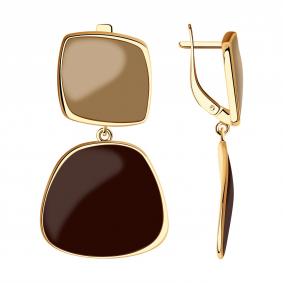 Серьги из золочёного серебра SOKOLOV 93020967 с эмалью 93020967 фото