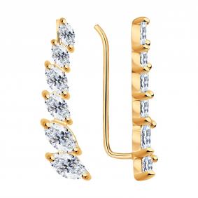 Серьги из золочёного серебра SOKOLOV 93020984 с фианитом 93020984 фото