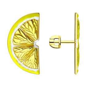 Серьги из золочёного серебра SOKOLOV 93021010 с эмалью 93021010 фото