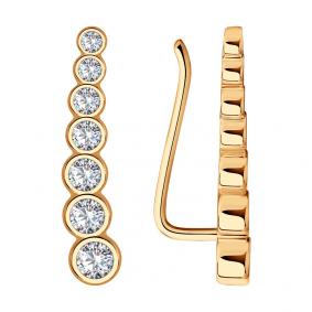 Серьги из золочёного серебра SOKOLOV 93021056 с фианитом 93021056 фото