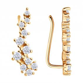 Серьги из золочёного серебра SOKOLOV 93021058 с фианитом 93021058 фото