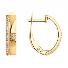 Серьги из золочёного серебра SOKOLOV 93021059 с фианитом 93021059 фото