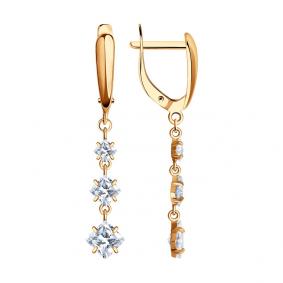 Серьги из золочёного серебра SOKOLOV 93021106 с фианитом 93021106 фото