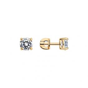 Серьги из золочёного серебра SOKOLOV 93021130 с фианитом 93021130 фото