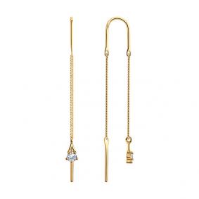 Серьги из золочёного серебра SOKOLOV 93021132 с фианитом 93021132 фото