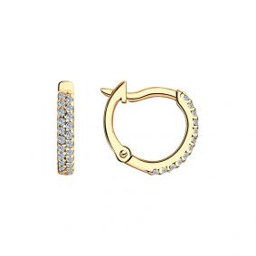 Серьги из золочёного серебра SOKOLOV 93021145 с фианитом 93021145 фото