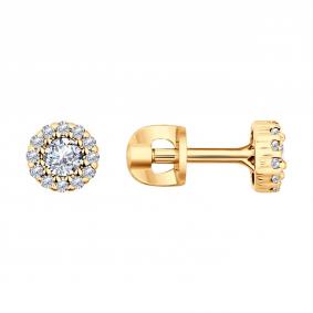 Серьги из золочёного серебра SOKOLOV 93021159 с фианитом 93021159 фото