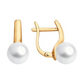 Серьги из золочёного серебра SOKOLOV 93021185 с жемчугом 93021185 фото