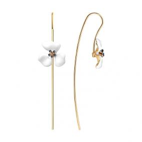 Серьги из золочёного серебра SOKOLOV 93022221 с эмалью 93022221 фото