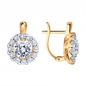 Серьги из золочёного серебра SOKOLOV 93022272 с фианитом 93022272 фото