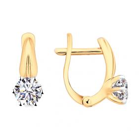 Серьги из золочёного серебра SOKOLOV 93022368 с фианитом 93022368 фото