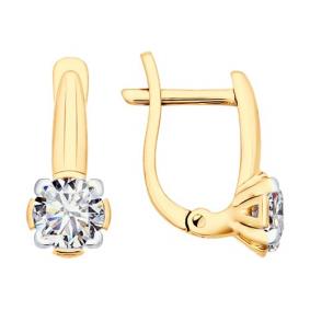 Серьги из золочёного серебра SOKOLOV 93022371 с фианитом 93022371 фото