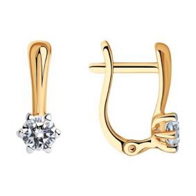 Серьги из золочёного серебра SOKOLOV 93022376 с фианитом 93022376 фото