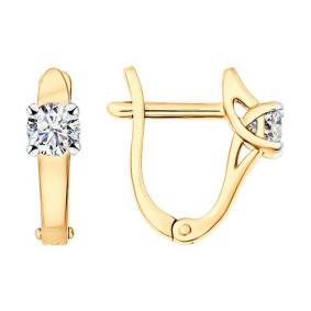 Серьги из золочёного серебра SOKOLOV 93022377 с фианитом 93022377 фото