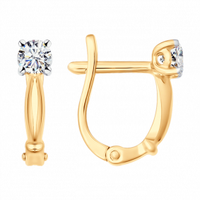 Серьги из золочёного серебра SOKOLOV 93022378 с фианитом 93022378 фото