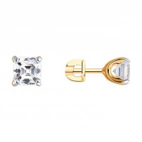 Серьги из золочёного серебра SOKOLOV 93022385 с фианитом 93022385 фото