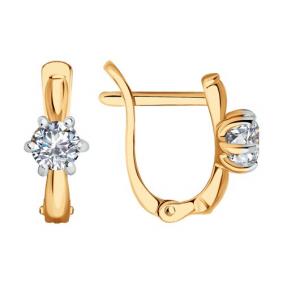 Серьги из золочёного серебра SOKOLOV 93022389 с фианитом 93022389 фото