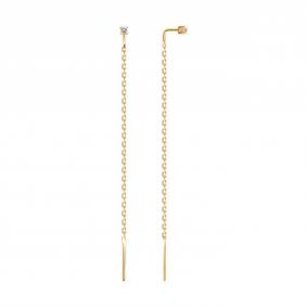 Серьги из золочёного серебра SOKOLOV 93022417-91 с фианитом 93022417-91 фото